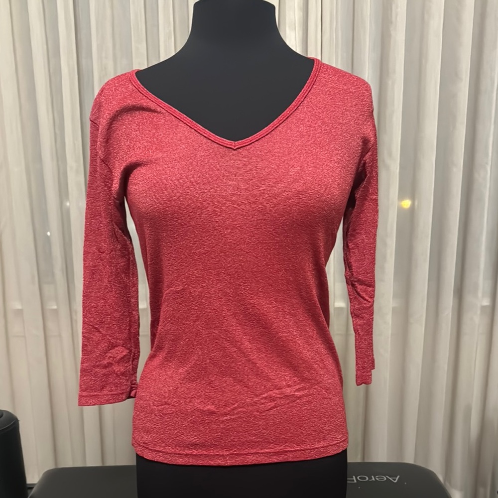 Women's Red V-Neck Top